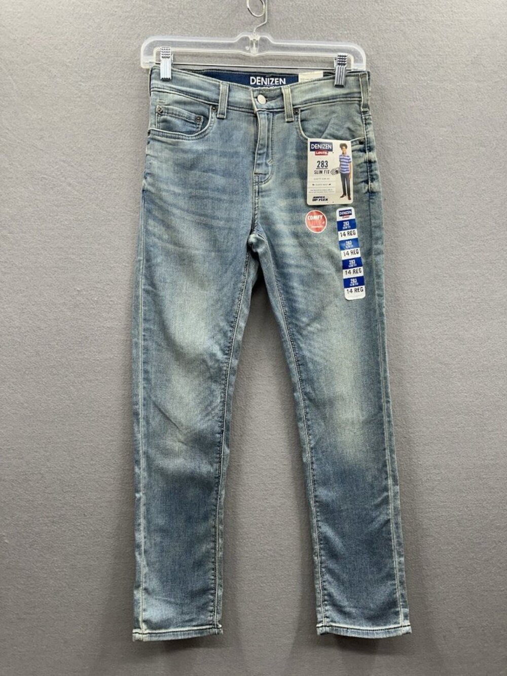 Denizen Levis 283 Boys 14 Reg NWT Slim Fit Jeans Light Wash Adjustable Waist